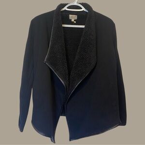 Khujo Black Sherpa Lined Open Front Jacket Size S